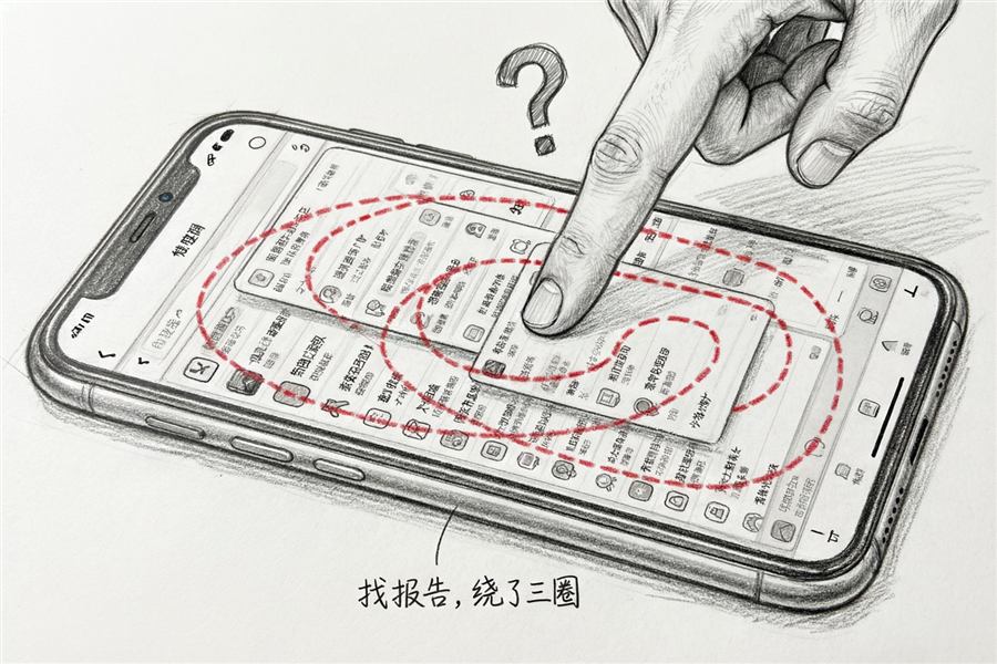 找报告绕了三圈