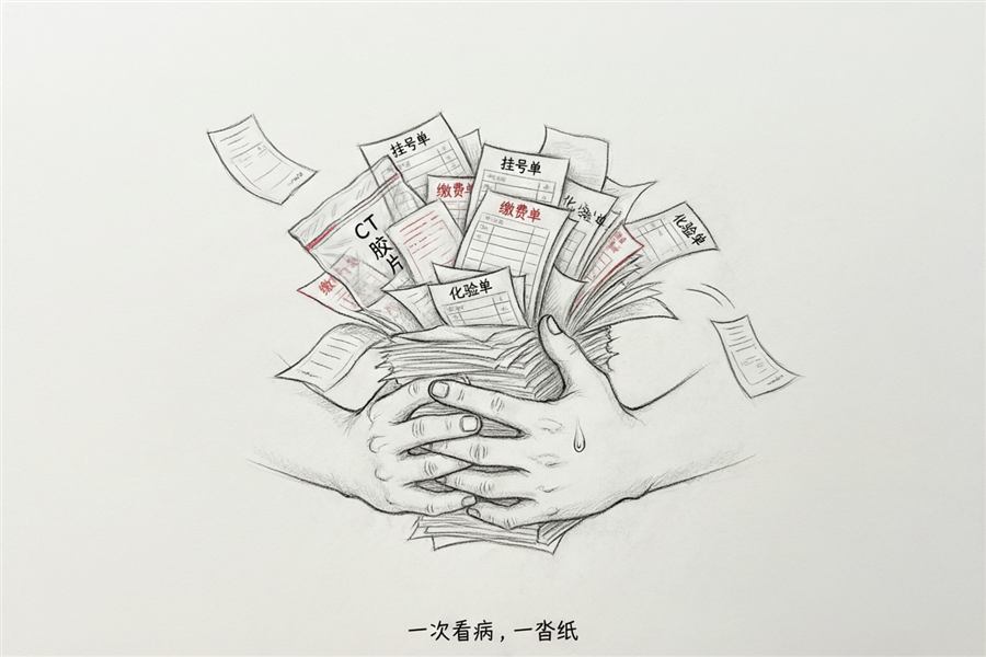 一次看病一沓纸